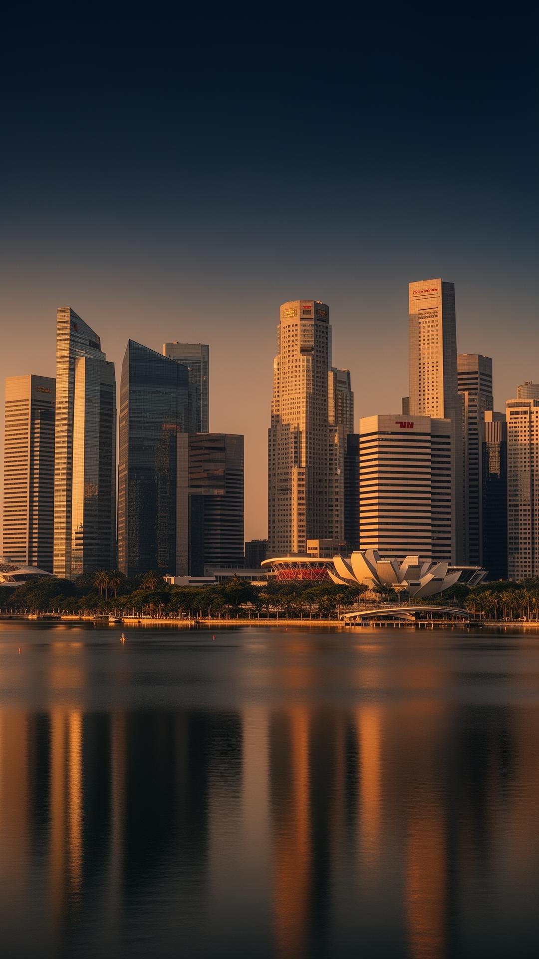 Singapore central business district at dusk